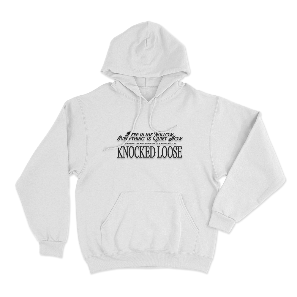 Knocked Loose Quiet Now Unisex Hoodie White Knocked Loose Quiet Now Unisex Hoodie White