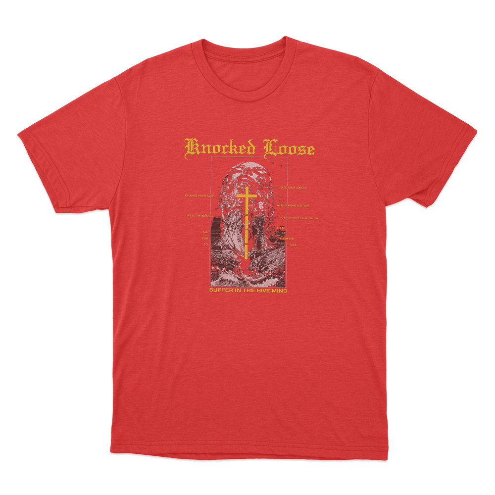 Knocked Loose Suffer In The Hive Mind Unisex T Shirt Red Knocked Loose Suffer In The Hive Mind Unisex T Shirt Red